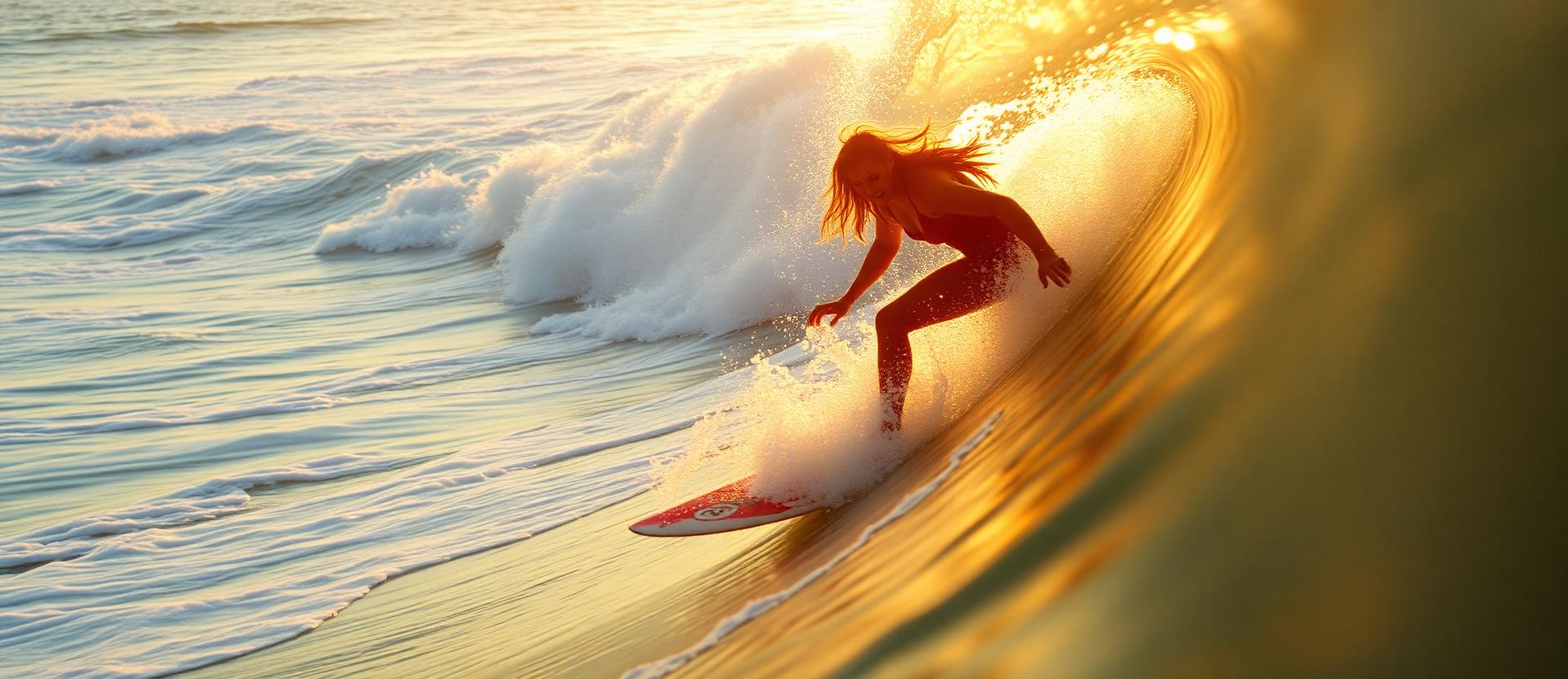 Maria Allebring surfing